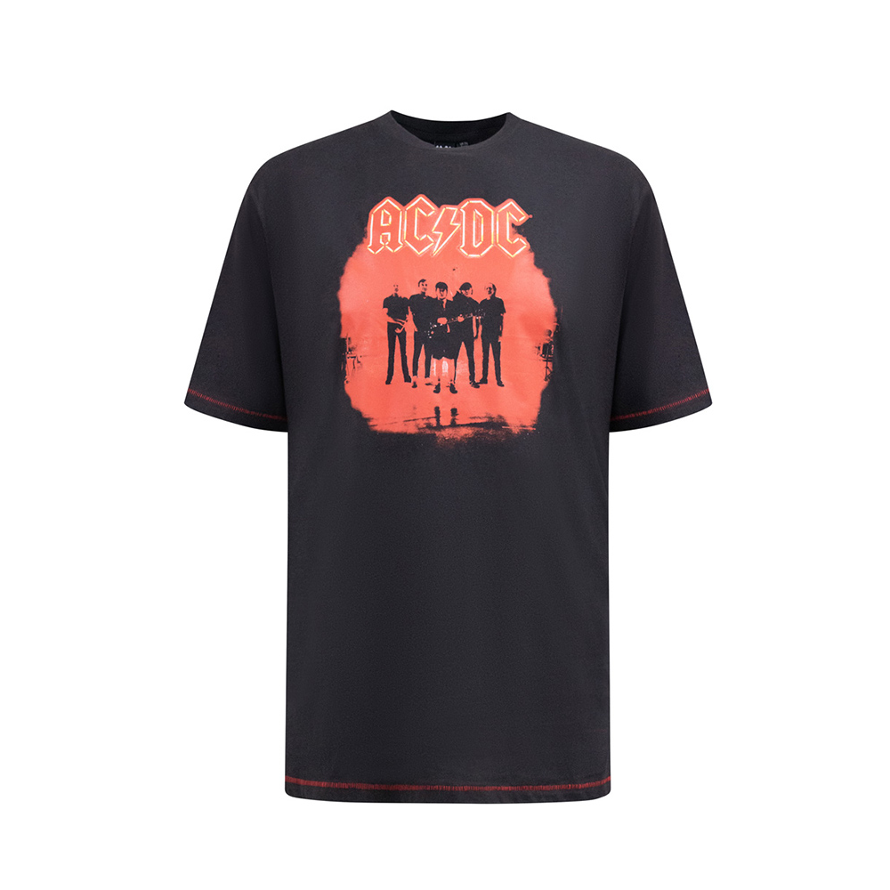 D555 - ACDC Red Print Tee Black