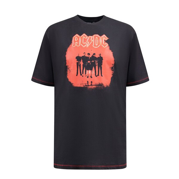 D555 - ACDC Red Print Tee Black-shop-by-brands-Beggs Big Mens Clothing - Big Men's fashionable clothing and shoes