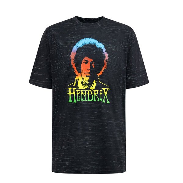 D555 - Hendrix Print Tee Black-shop-by-brands-Beggs Big Mens Clothing - Big Men's fashionable clothing and shoes