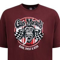 D555 - Gas Monkey Print Tee Burgundy