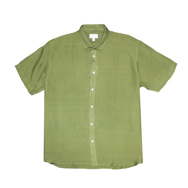 COMPASS - Rapallo Linen Cotton SS Shirt Green-shop-by-brands-Beggs Big Mens Clothing - Big Men's fashionable clothing and shoes