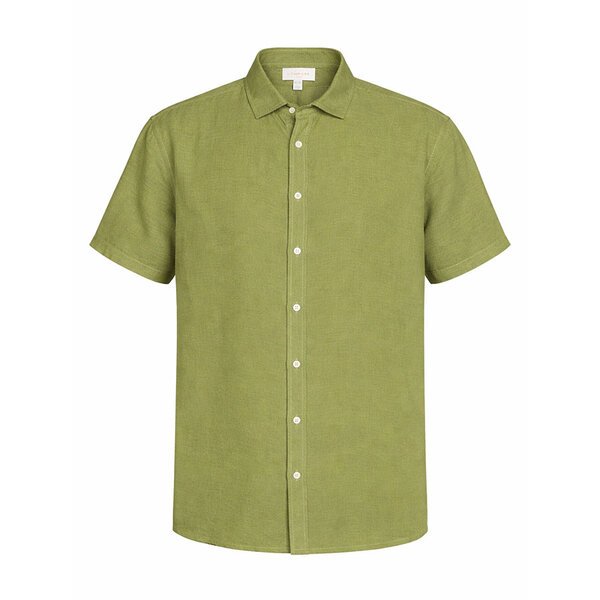 COMPASS - Rapallo Linen Cotton SS Shirt Green-shop-by-brands-Beggs Big Mens Clothing - Big Men's fashionable clothing and shoes