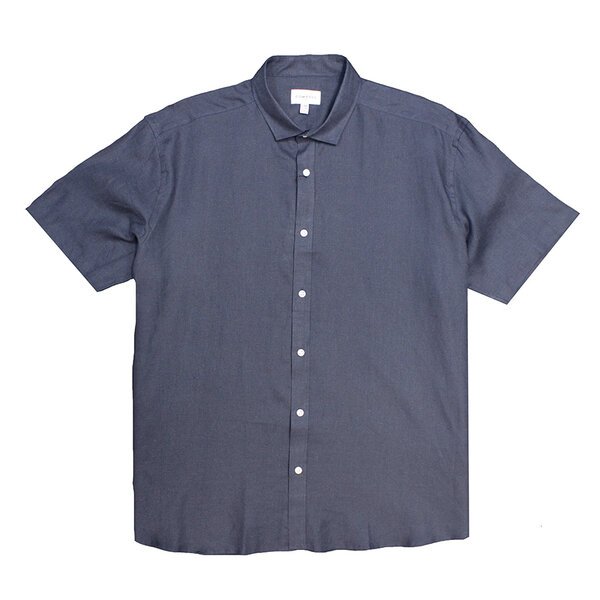 COMPASS - Rapallo Linen Cotton SS Shirt Navy-shop-by-brands-Beggs Big Mens Clothing - Big Men's fashionable clothing and shoes