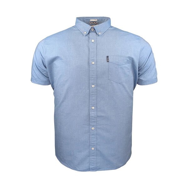 BEN SHERMAN - Signature Oxford Weave SS Shirt Airforce Blue-shop-by-brands-Beggs Big Mens Clothing - Big Men's fashionable clothing and shoes