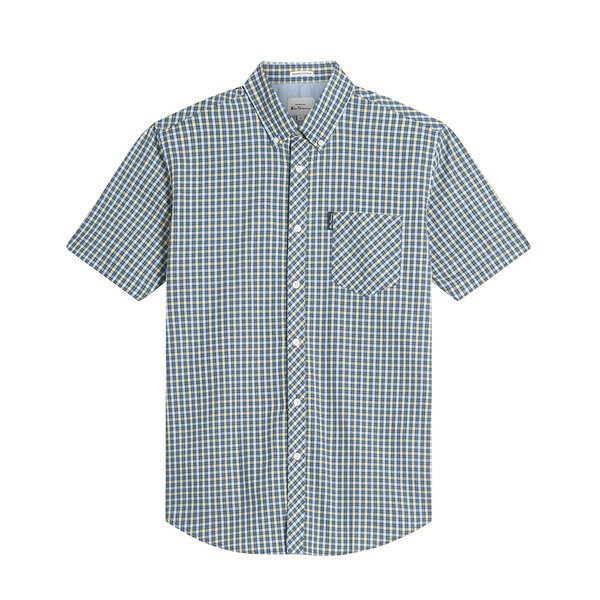 BEN SHERMAN - Signature House Check SS Shirt Blue-shop-by-brands-Beggs Big Mens Clothing - Big Men's fashionable clothing and shoes