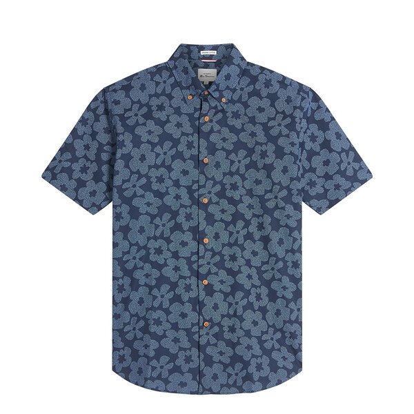 BEN SHERMAN - Floral Print SS Shirt Navy-shop-by-brands-Beggs Big Mens Clothing - Big Men's fashionable clothing and shoes