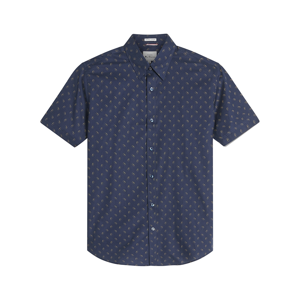 BEN SHERMAN - Stipple Print SS Shirt Navy
