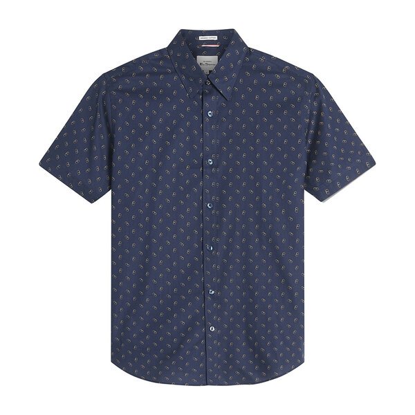BEN SHERMAN - Stipple Print SS Shirt Navy-shop-by-brands-Beggs Big Mens Clothing - Big Men's fashionable clothing and shoes