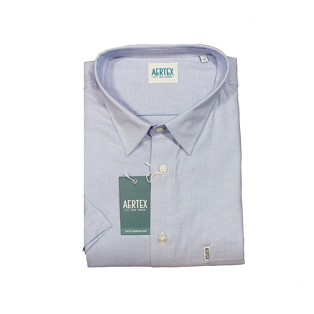 AERTEX - Classic Plain SS Shirt Mid Blue