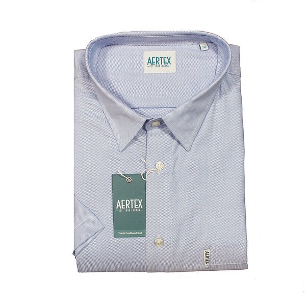 AERTEX - Classic Plain SS Shirt Mid Blue-shop-by-brands-Beggs Big Mens Clothing - Big Men's fashionable clothing and shoes
