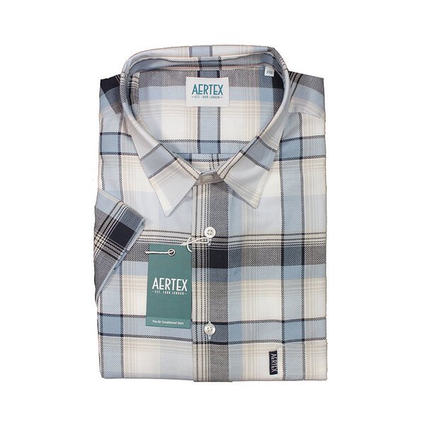 AERTEX - Large Check SS Shirt Blue-shop-by-brands-Beggs Big Mens Clothing - Big Men's fashionable clothing and shoes