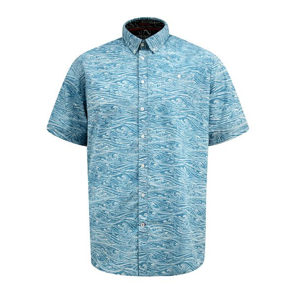 D555 - Torquay Wave Pattern SS Shirt Blue-shop-by-brands-Beggs Big Mens Clothing - Big Men's fashionable clothing and shoes