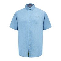 D555 - Falmouth Linen Mix SS Shirt Blue