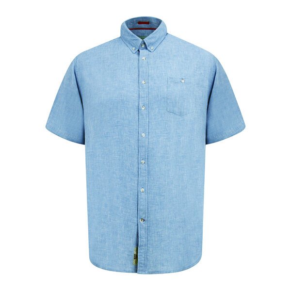 D555 - Falmouth Linen Mix SS Shirt Blue-shop-by-brands-Beggs Big Mens Clothing - Big Men's fashionable clothing and shoes
