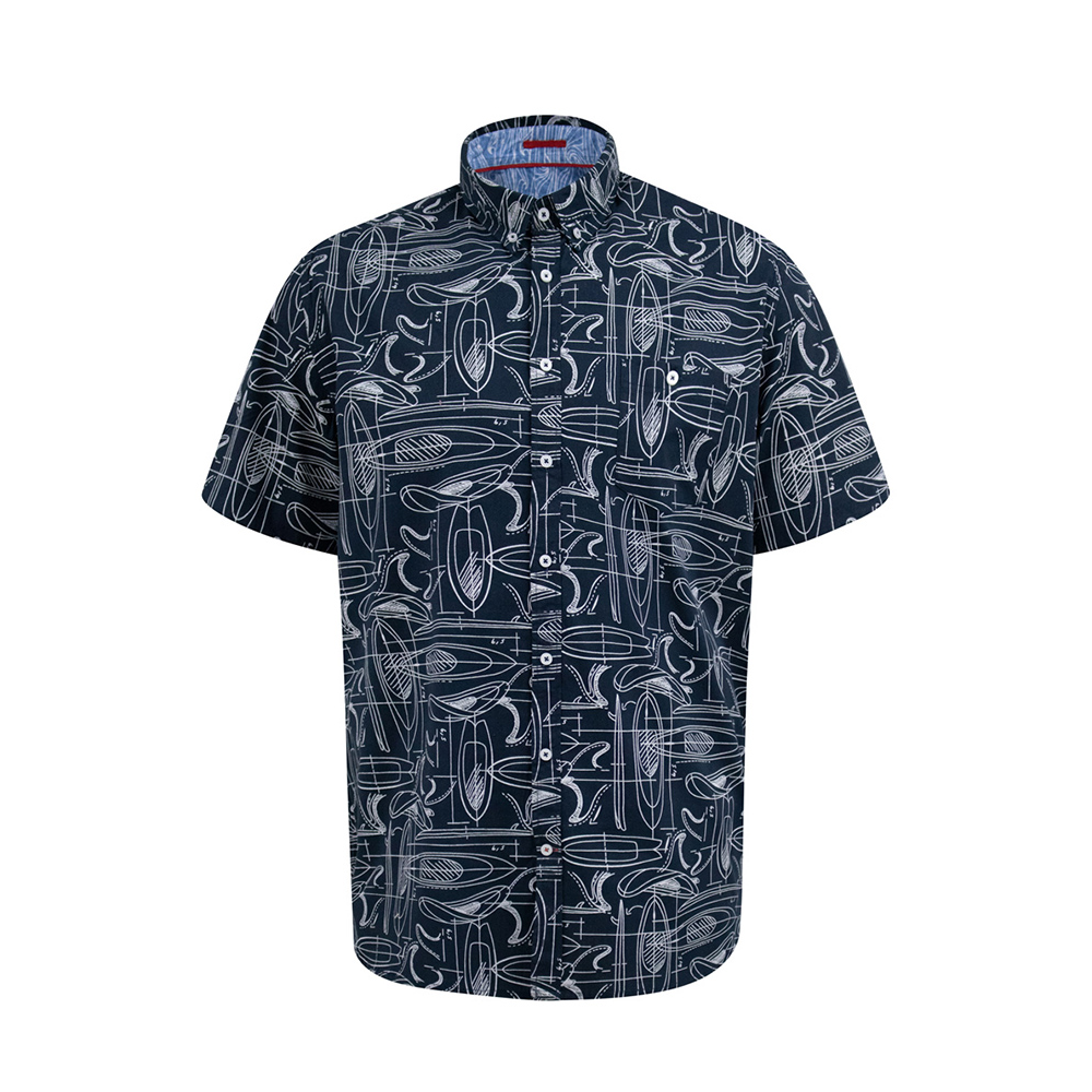 D555 - Worthing Surfboards Pattern SS Shirt Navy