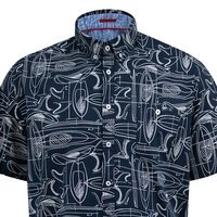 D555 - Worthing Surfboards Pattern SS Shirt Navy