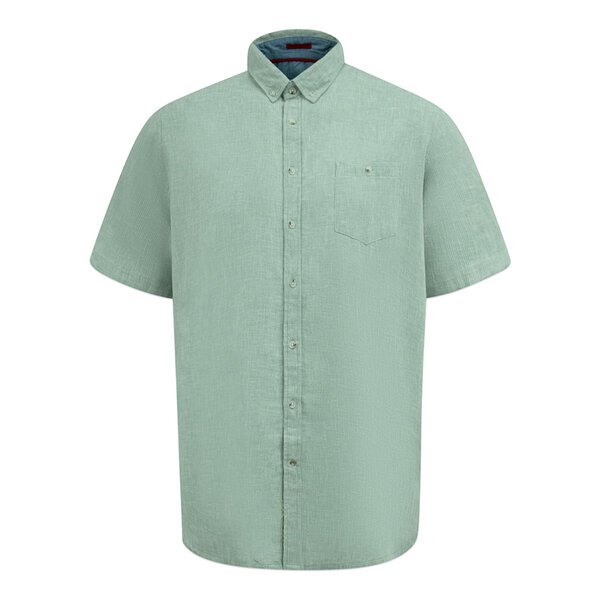 D555 - Falmouth Linen Mix SS Shirt Green-shop-by-brands-Beggs Big Mens Clothing - Big Men's fashionable clothing and shoes