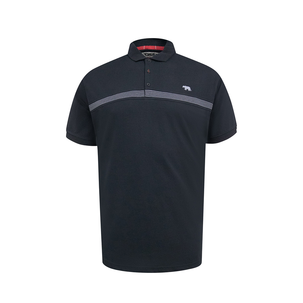 D555 - Stafford Cut and Sew Stripe Polo Black