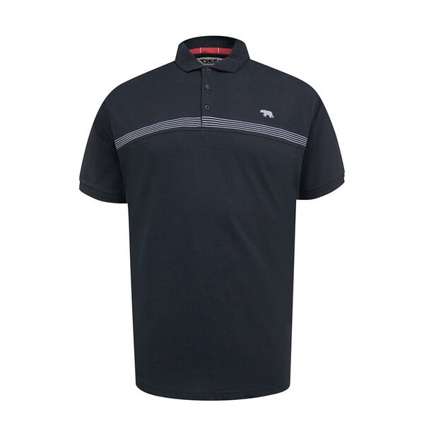 D555 - Stafford Cut and Sew Stripe Polo Black-shop-by-brands-Beggs Big Mens Clothing - Big Men's fashionable clothing and shoes