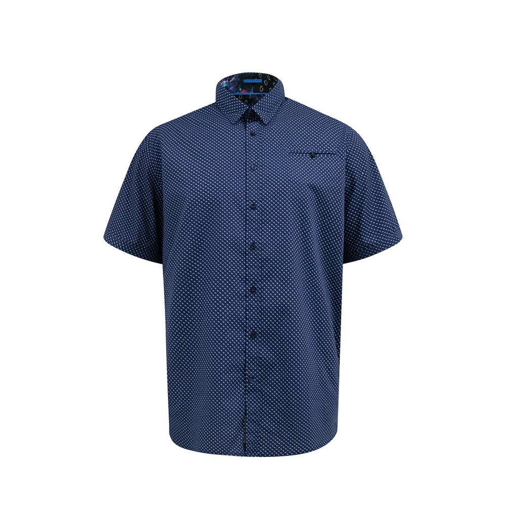 D555 - Norwich Small Pattern SS Shirt Navy