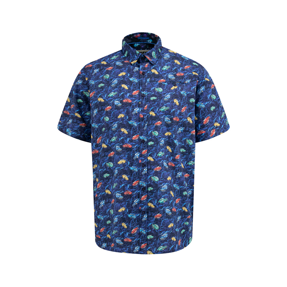 D555 - Hartlepool Car Print Shirt SS blue