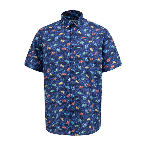 D555 - Hartlepool Car Print Shirt SS blue-shop-by-brands-Beggs Big Mens Clothing - Big Men's fashionable clothing and shoes