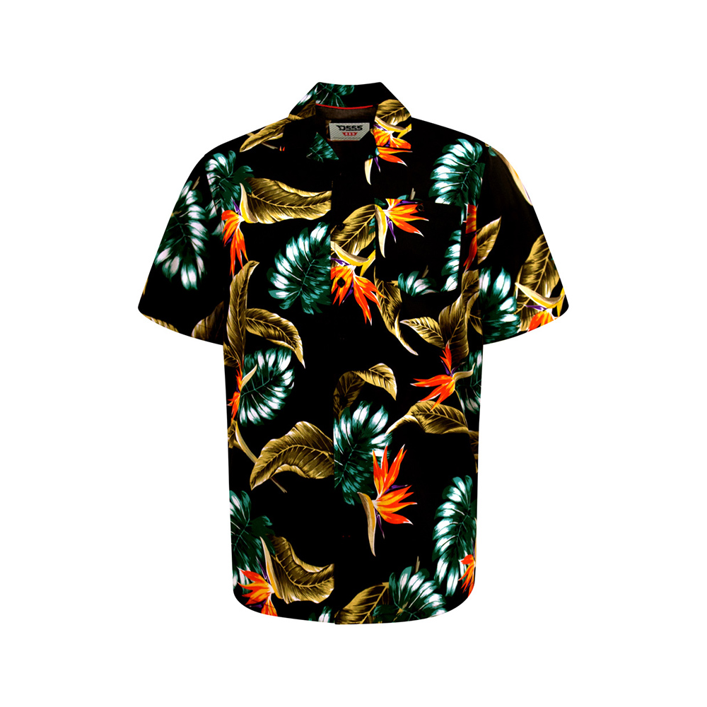 D555 - Selby Hawaiian SS Shirt Black