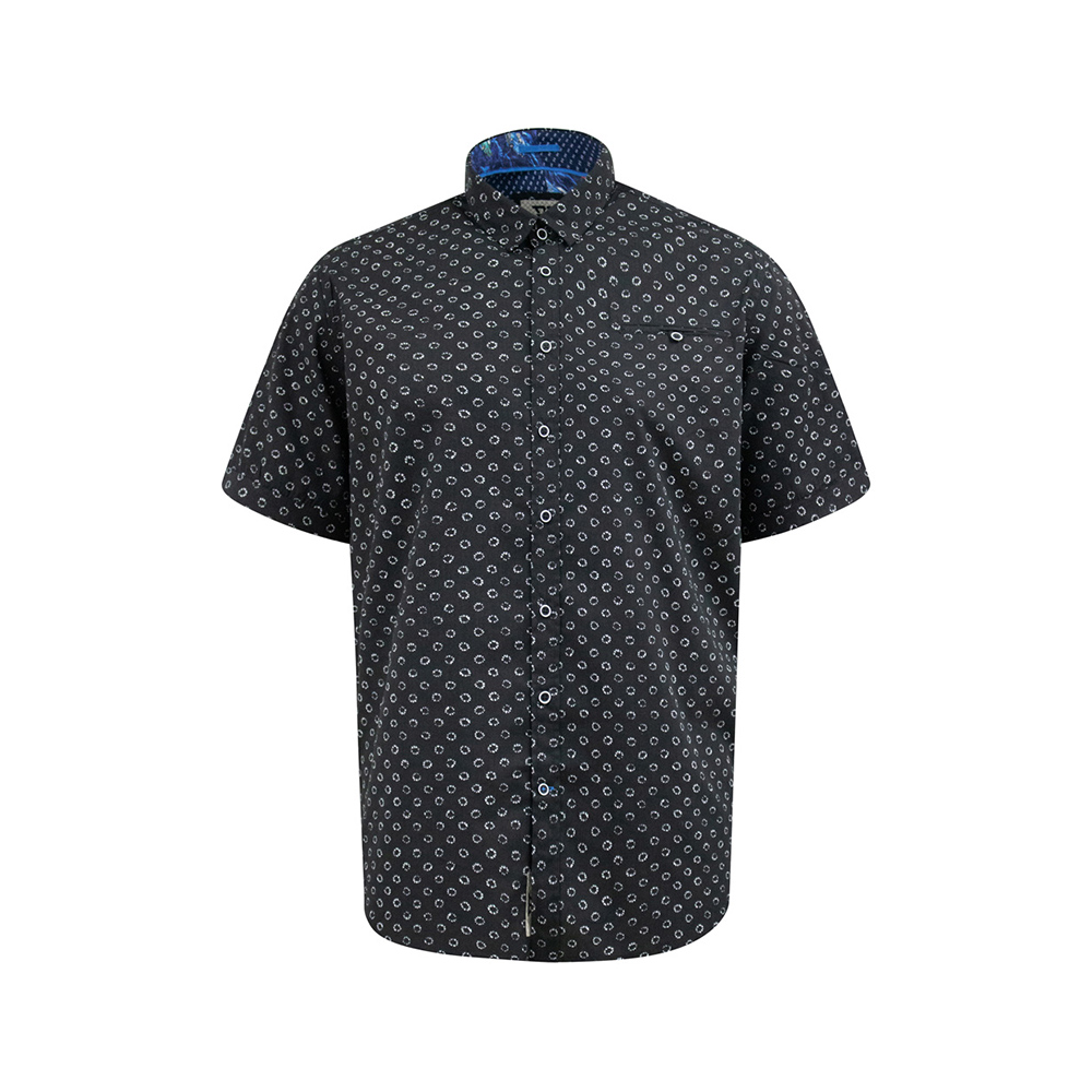 D555 - Matlock Small Print Pattern SS Shirt Black