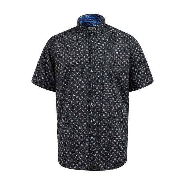 D555 - Matlock Small Print Pattern SS Shirt Black-shop-by-brands-Beggs Big Mens Clothing - Big Men's fashionable clothing and shoes