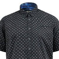 D555 - Matlock Small Print Pattern SS Shirt Black