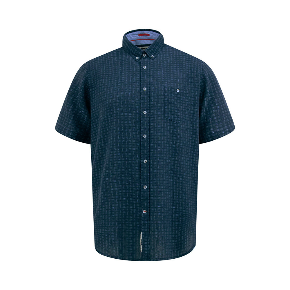 D555 - Pontefact Linen Jaquard SS Shirt navy