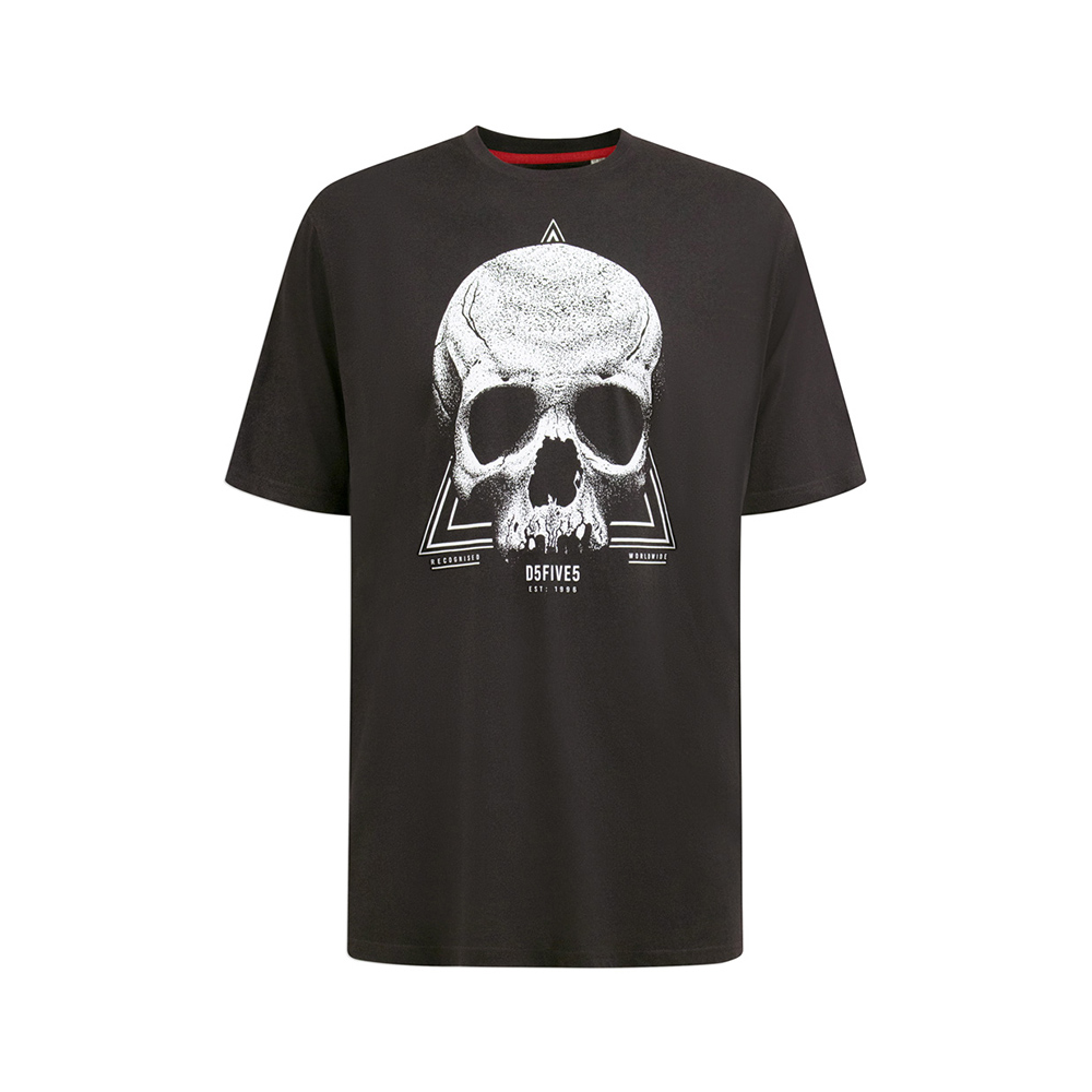 D555 - Hucknall Skull Print Tee Black