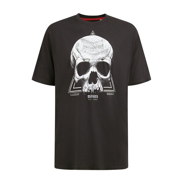 D555 - Hucknall Skull Print Tee Black-shop-by-brands-Beggs Big Mens Clothing - Big Men's fashionable clothing and shoes