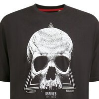 D555 - Hucknall Skull Print Tee Black
