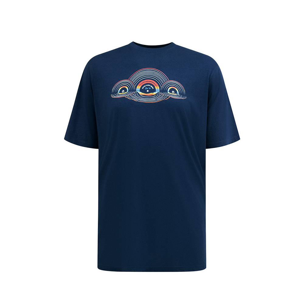 D555 - Reflecting Records Print Navy Tee