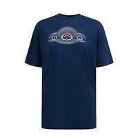 D555 - Reflecting Records Print Navy Tee