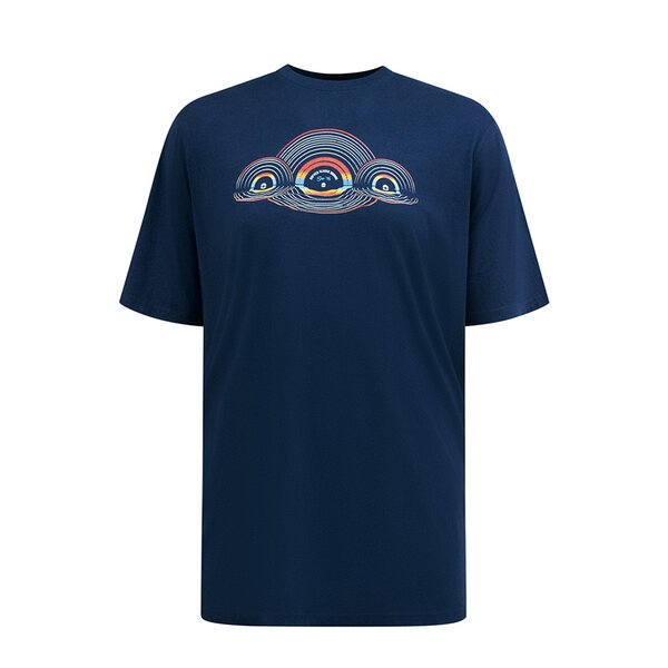 D555 - Reflecting Records Print Navy Tee-shop-by-brands-Beggs Big Mens Clothing - Big Men's fashionable clothing and shoes