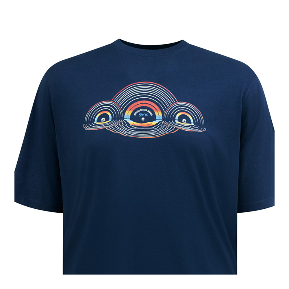 D555 Reflecting Records Print Tee Navy | Big Men’s NZ | Beggs