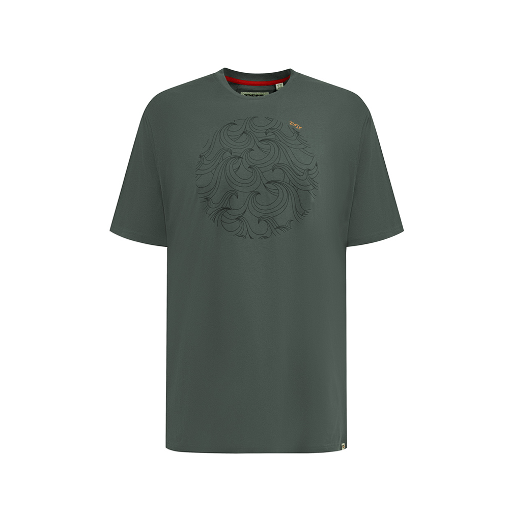 D555 - Poole Wave Print Tee Khaki