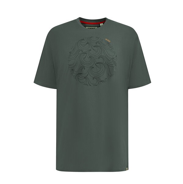 D555 - Poole Wave Print Tee Khaki-shop-by-brands-Beggs Big Mens Clothing - Big Men's fashionable clothing and shoes