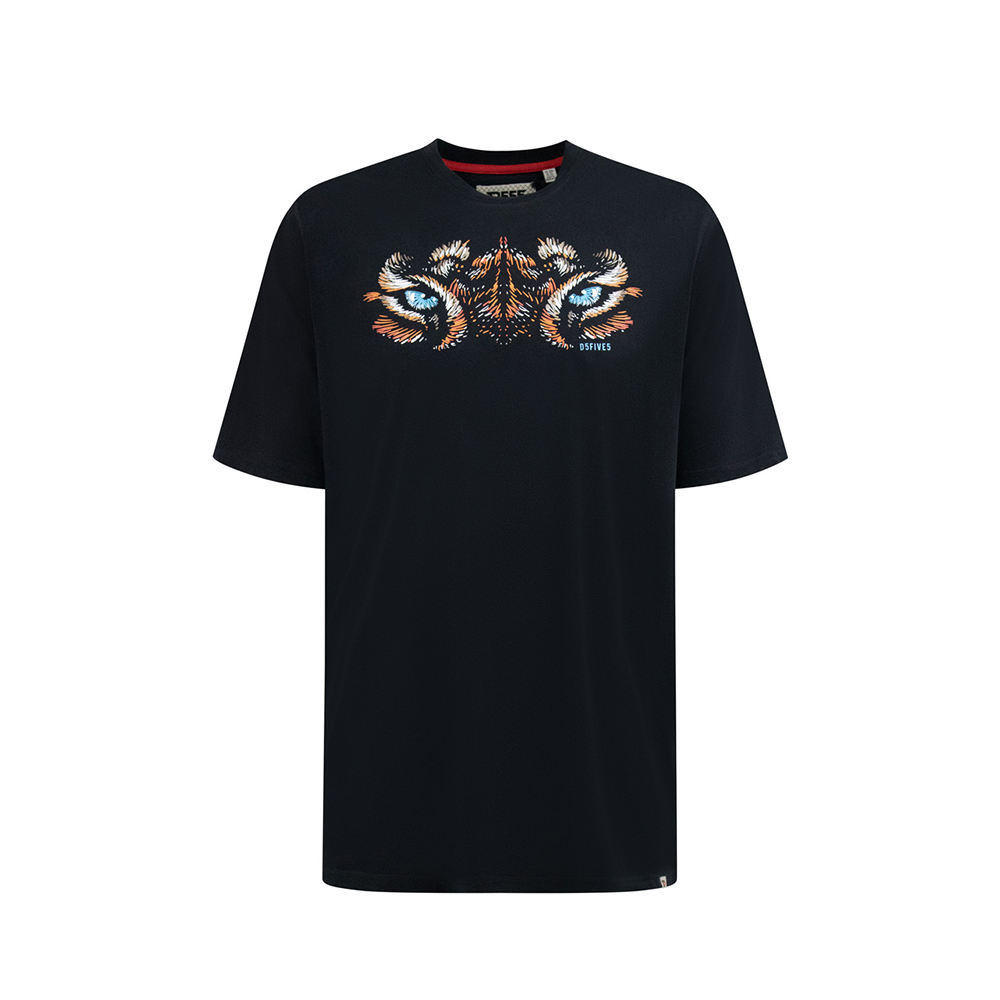D555 - Tiger Eyes Print Tee Black