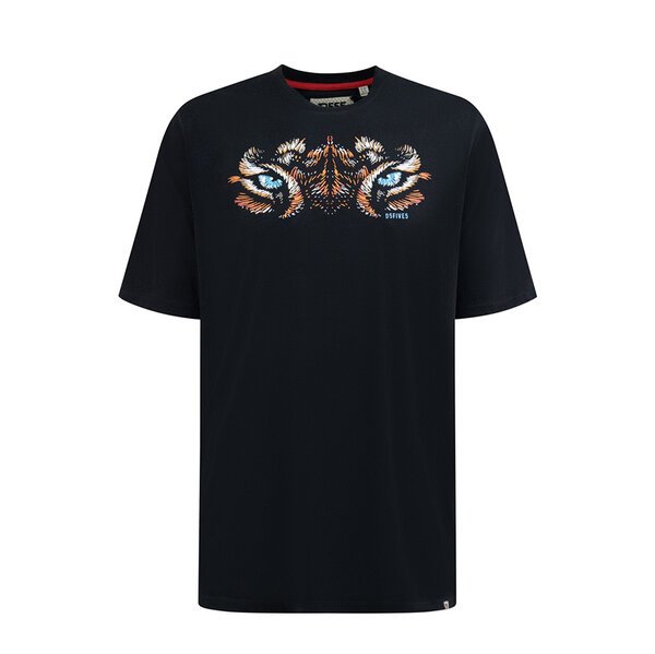 D555 - Tiger Eyes Print Tee Black-shop-by-brands-Beggs Big Mens Clothing - Big Men's fashionable clothing and shoes