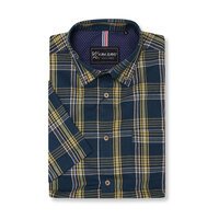 KAM - Check SS Cotton Shirt Teal