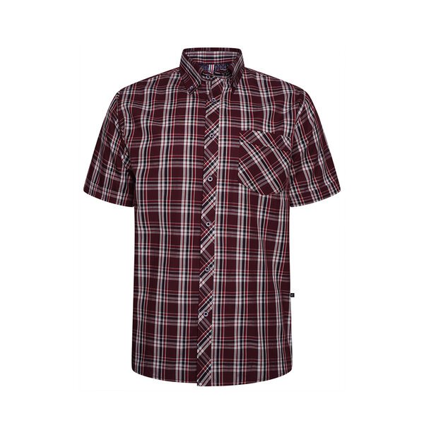 KAM - Classic Check Cotton SS Shirt Burgundy-shop-by-brands-Beggs Big Mens Clothing - Big Men's fashionable clothing and shoes