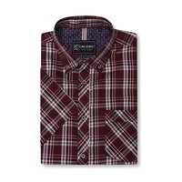 KAM - Classic Check Cotton SS Shirt Burgundy