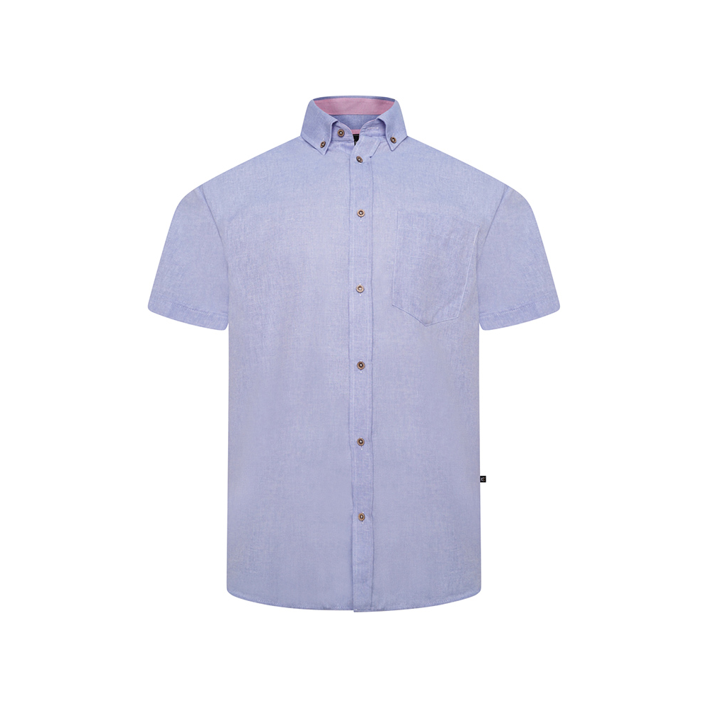 KAM - Plain SS Cotton Linen Mix Shirt Sky Blue