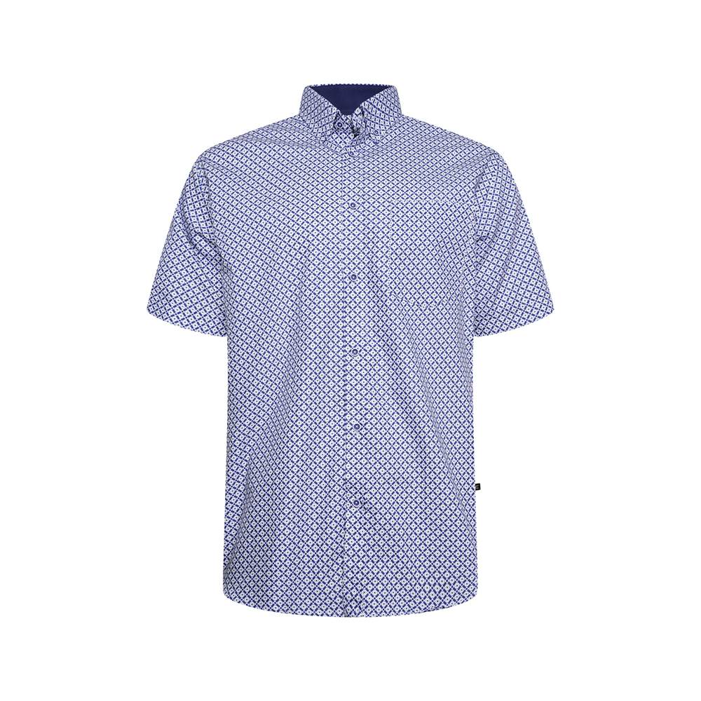 KAM - Premium Geometric Pattern Cotton SS Shirt