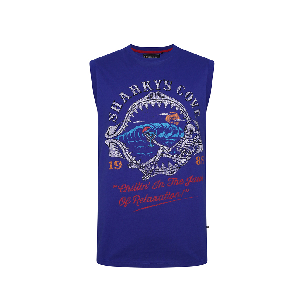 KAM - Sharkeys Cove Sleeveless Tee Sea Blue