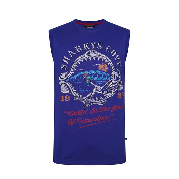 KAM - Sharkeys Cove Sleeveless Tee Sea Blue-shop-by-brands-Beggs Big Mens Clothing - Big Men's fashionable clothing and shoes