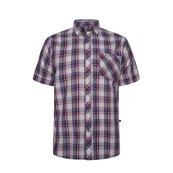 KAM - Classic Check Cotton SS Shirt White Red-shop-by-brands-Beggs Big Mens Clothing - Big Men's fashionable clothing and shoes